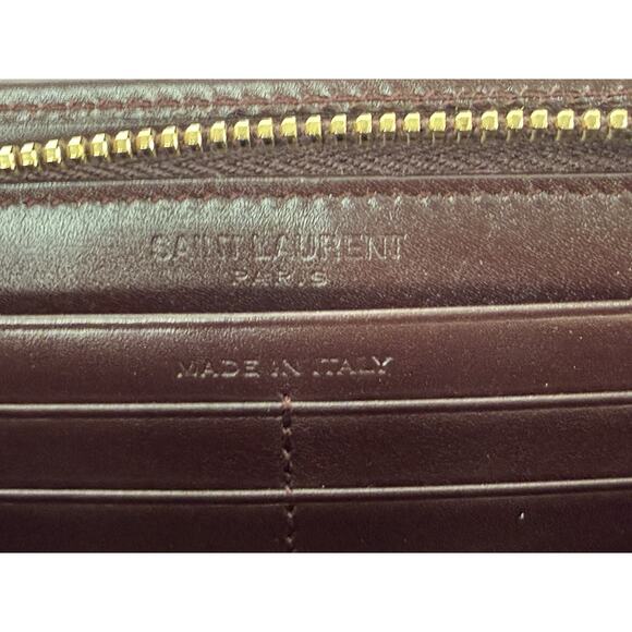 Saint Laurent Amerena Zip Around Wallet Burgundy Leather - Picture 10 of 15